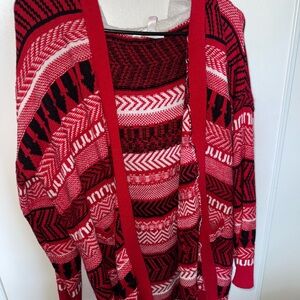 No Boundaries Red and Black Cardigan Sweater